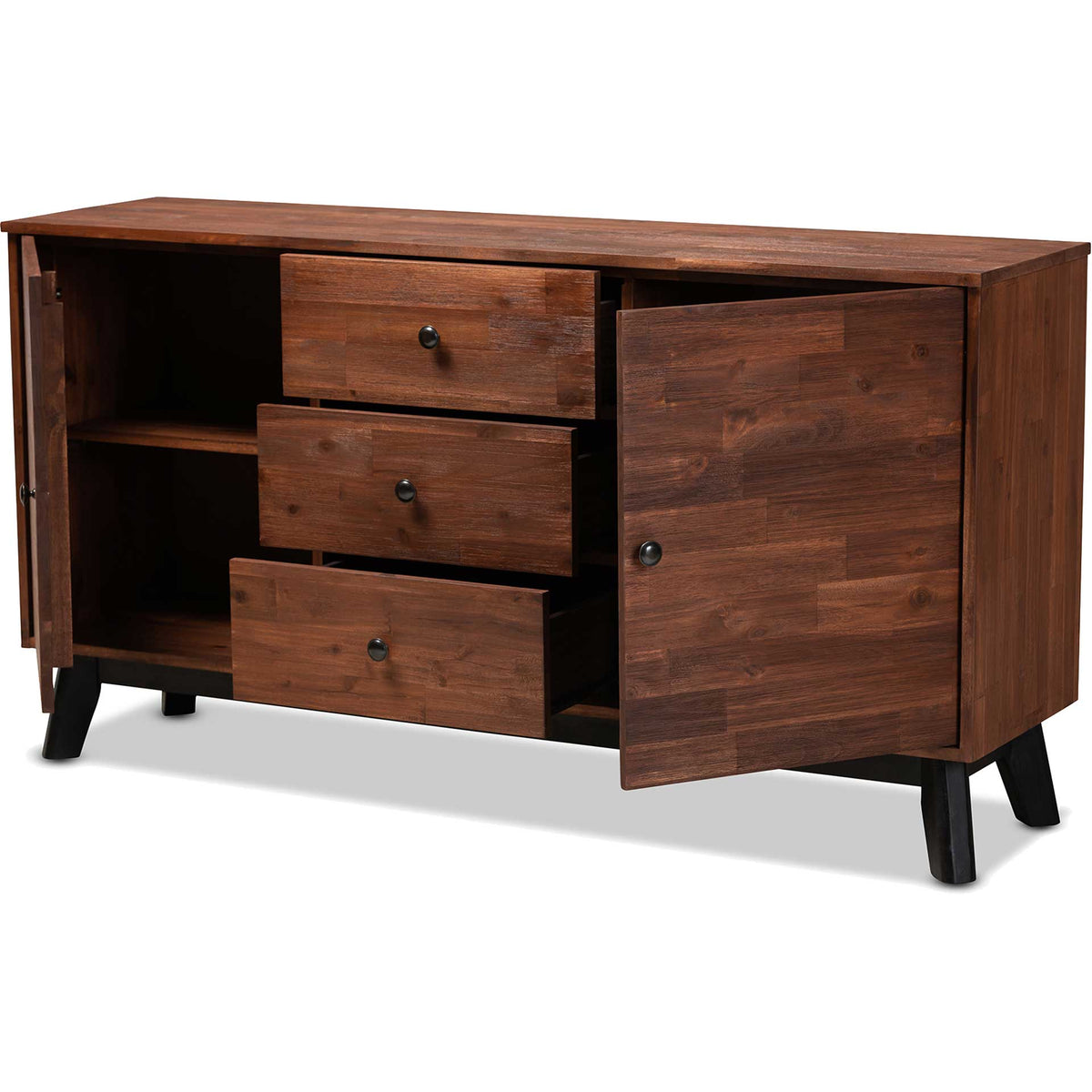 Caroline 2-Door Wood Sideboard Brown/Black