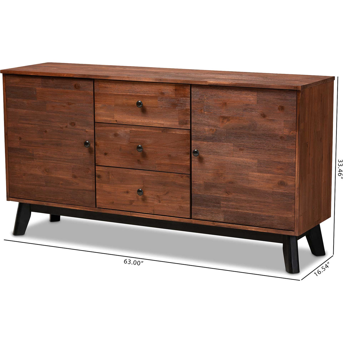 Caroline 2-Door Wood Sideboard Brown/Black