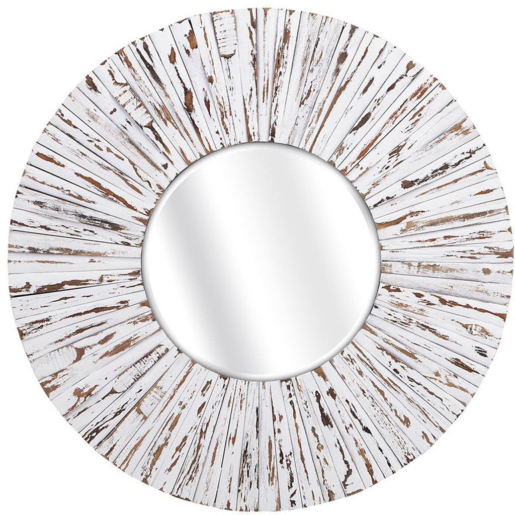Stevens White Wooden Mirror