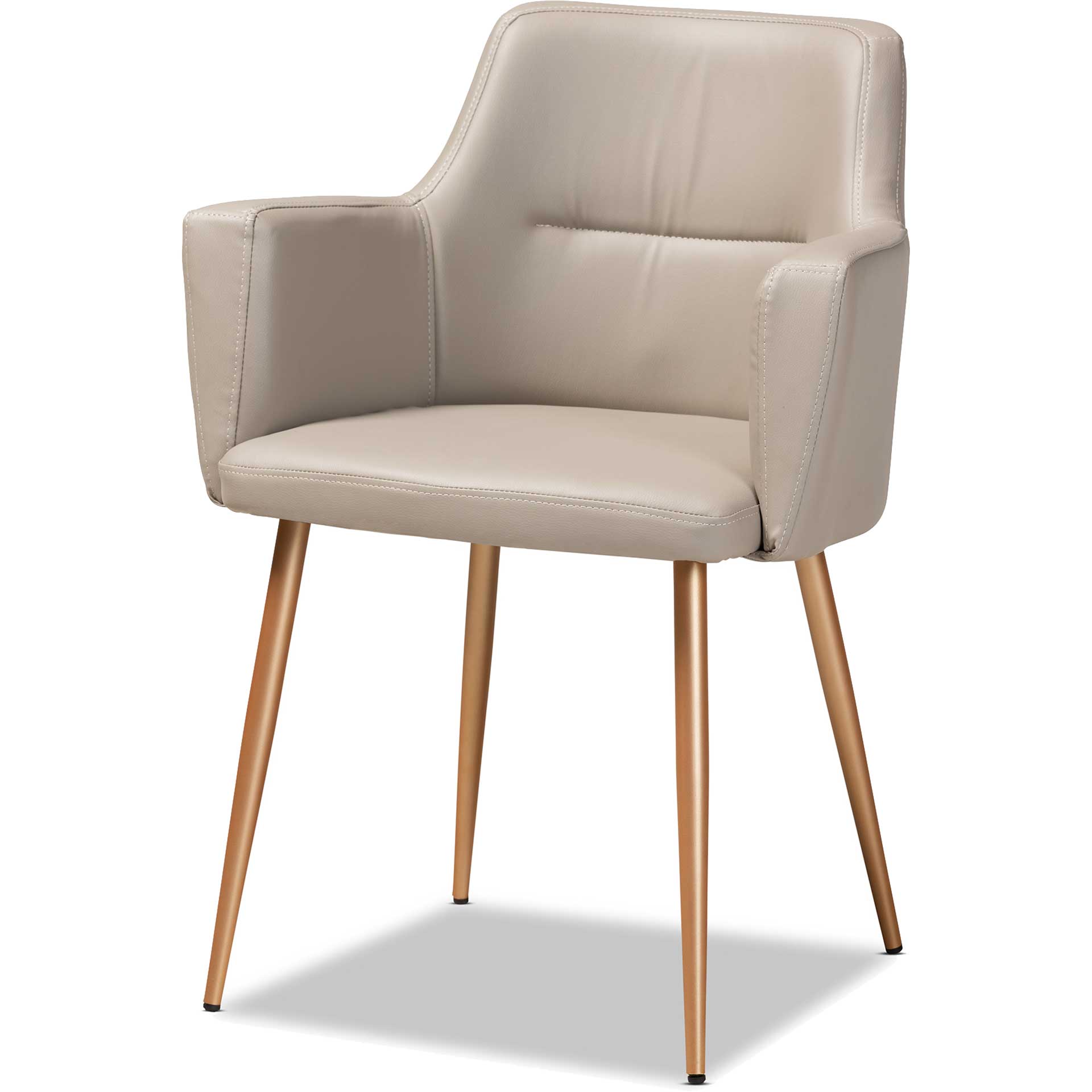 Macari Faux Leather Upholstered Dining Chair Beige/Gold