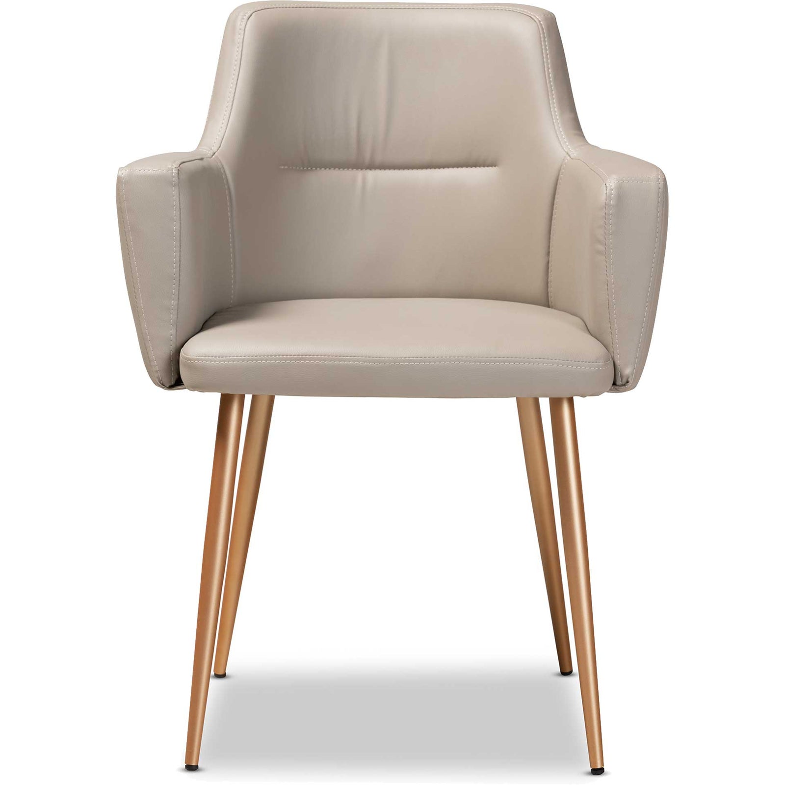 Macari Faux Leather Upholstered Dining Chair Beige/Gold