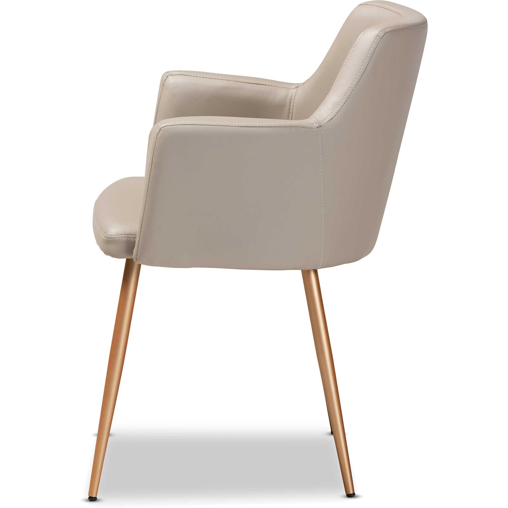 Macari Faux Leather Upholstered Dining Chair Beige/Gold