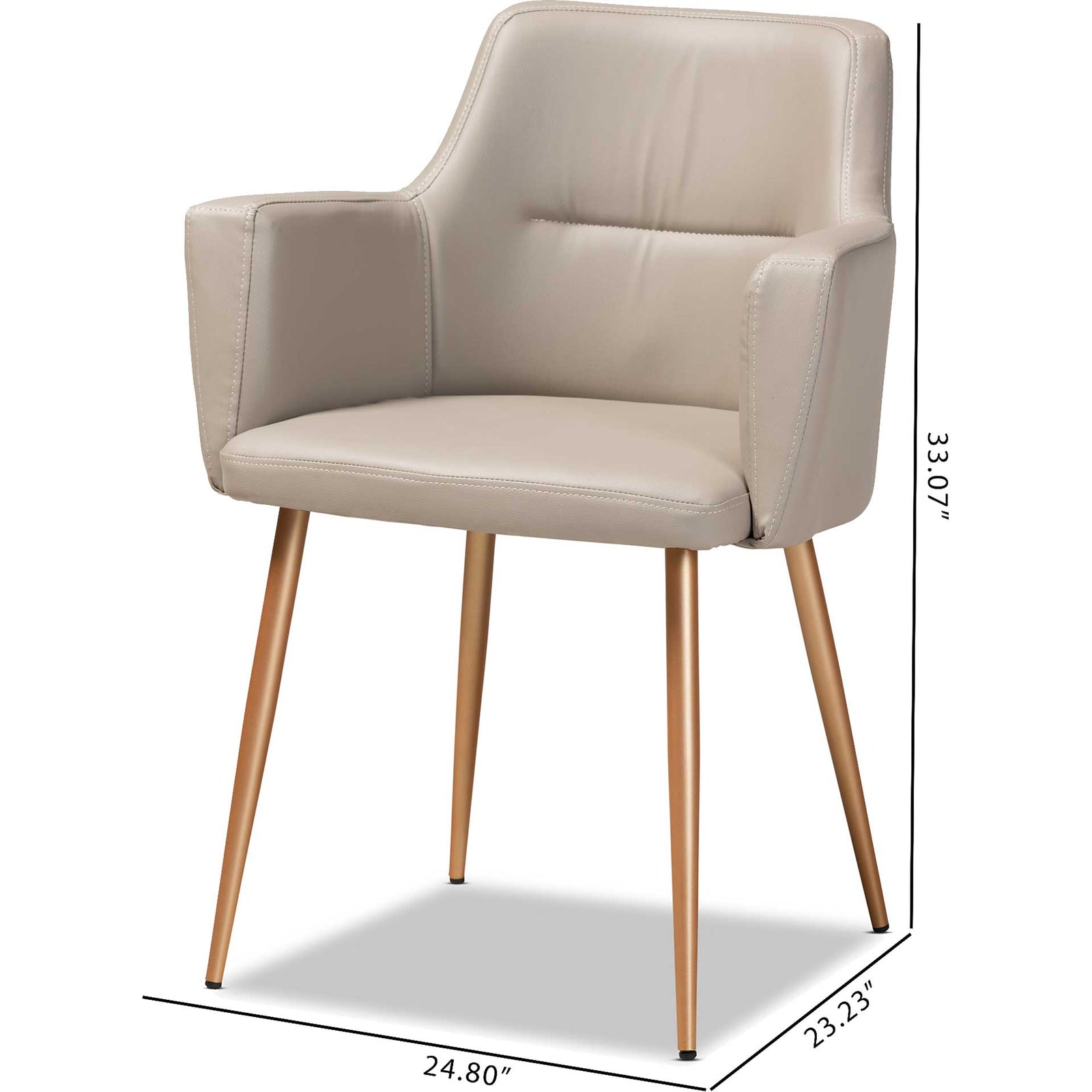 Macari Faux Leather Upholstered Dining Chair Beige/Gold