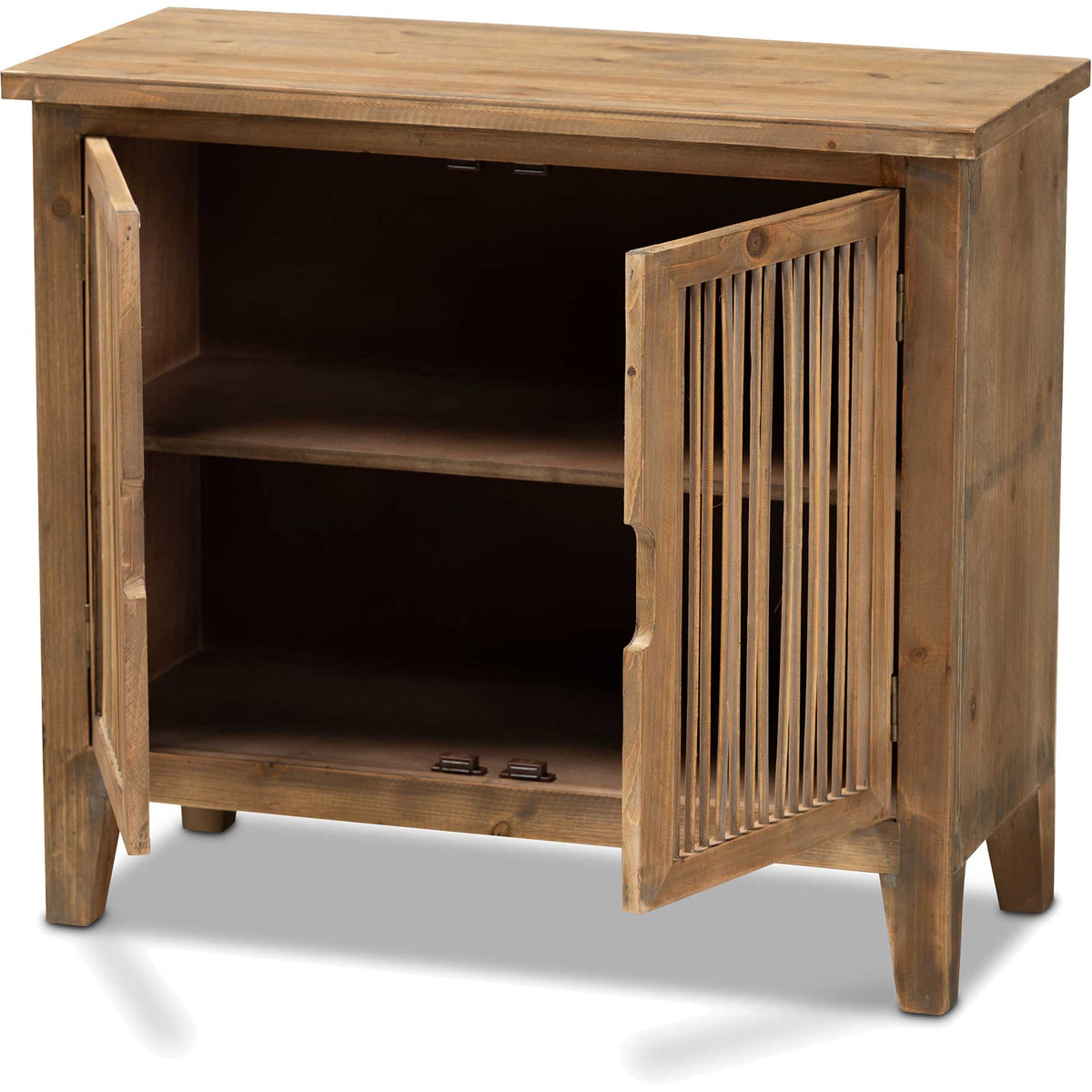 Claudia 2-Door Wood Spindle Storage Cabinet Brown
