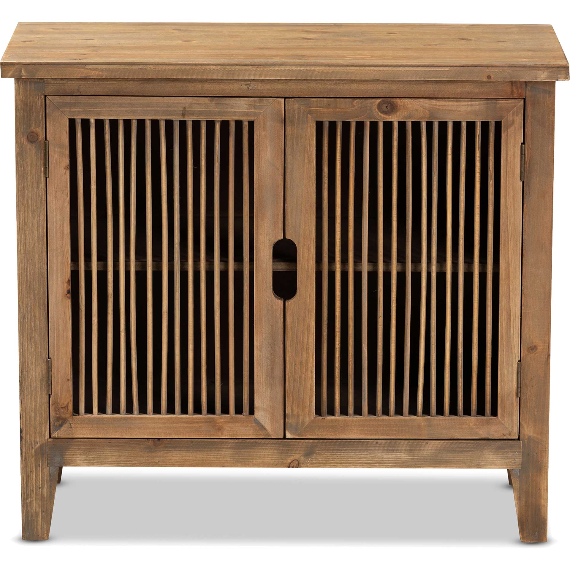 Claudia 2-Door Wood Spindle Storage Cabinet Brown