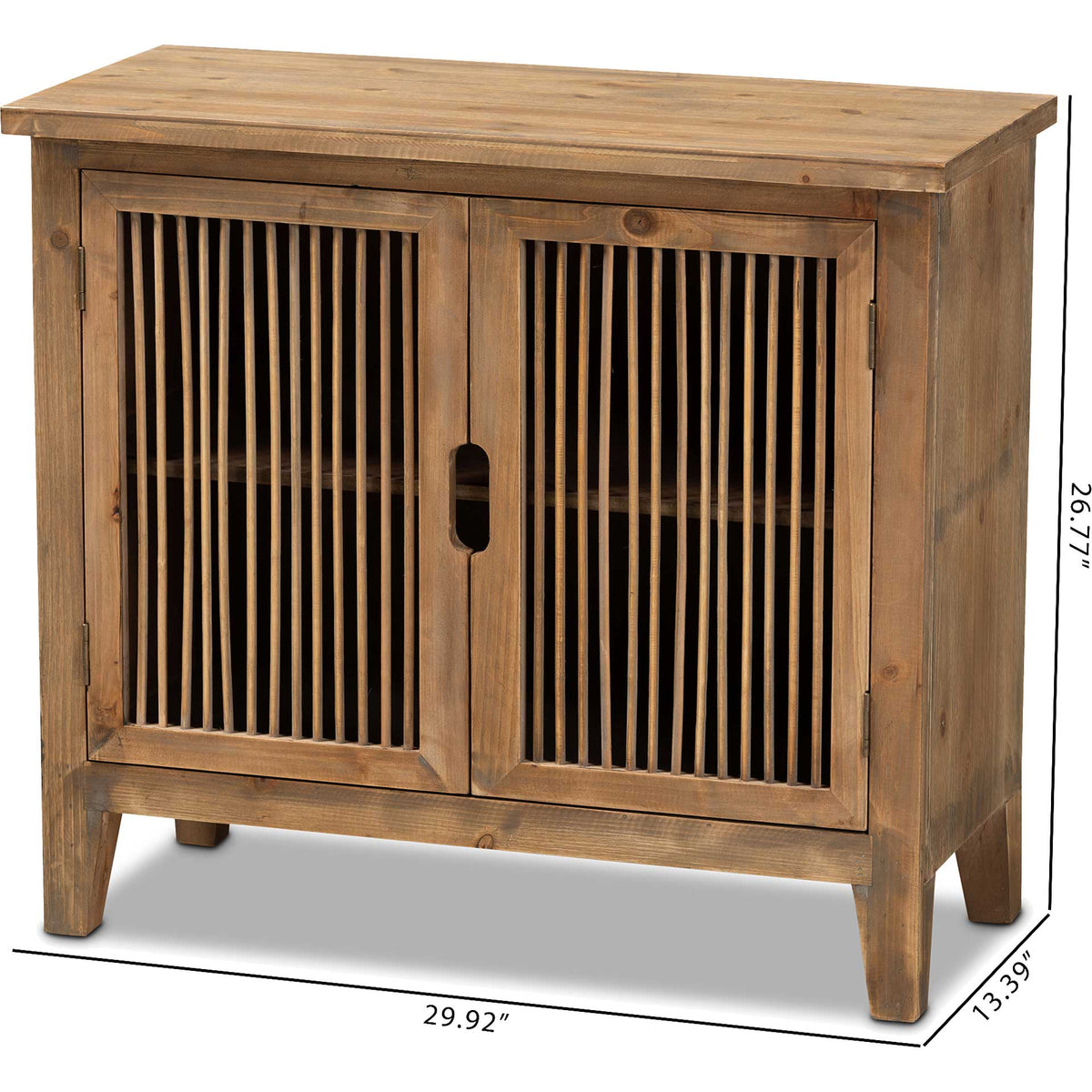 Claudia 2-Door Wood Spindle Storage Cabinet Brown