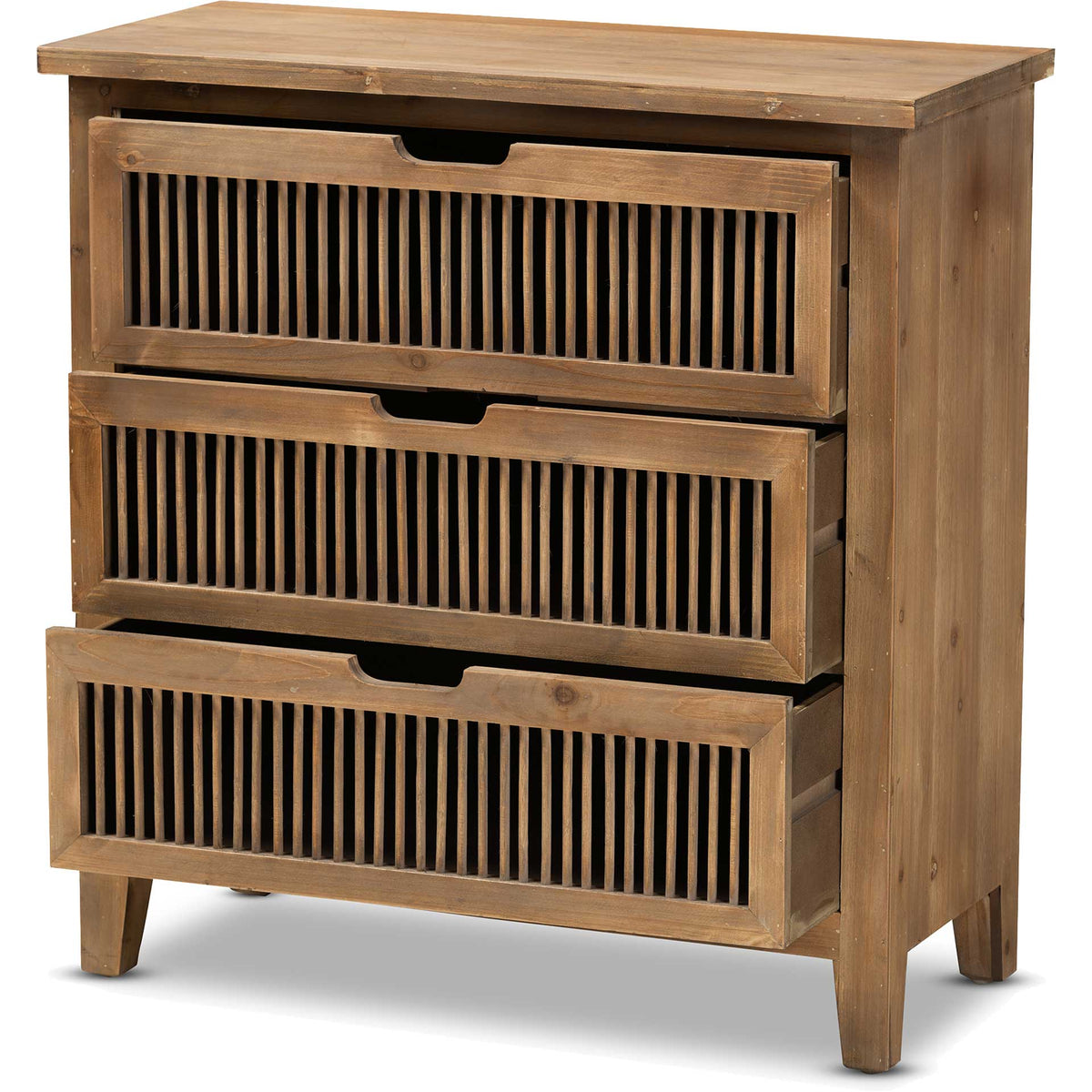 Claudia 3-Drawer Spindle Chest Brown
