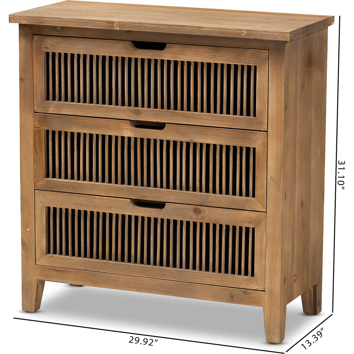 Claudia 3-Drawer Spindle Chest Brown