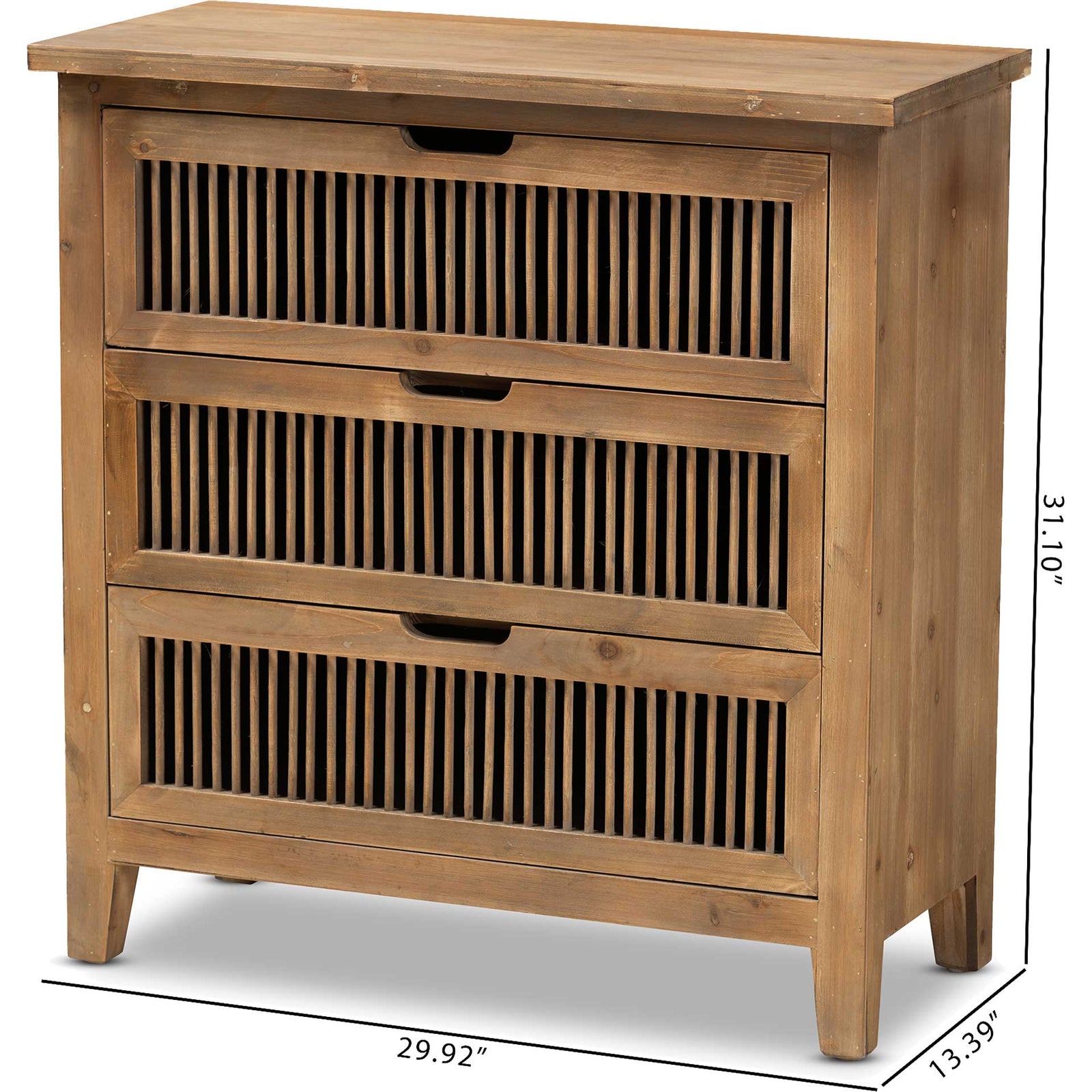 Claudia 3-Drawer Spindle Chest Brown