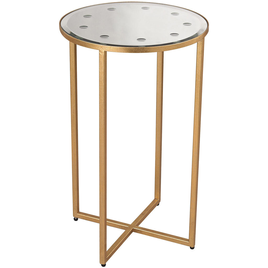 Cross Mirror Top Side Table