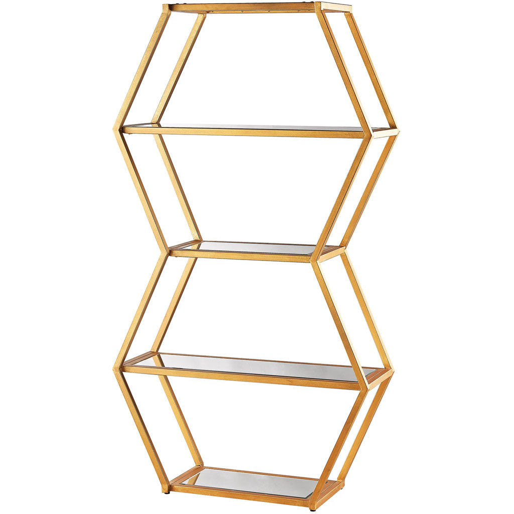 Vitality Book Shelf Gold Leaf/Clear Mirror