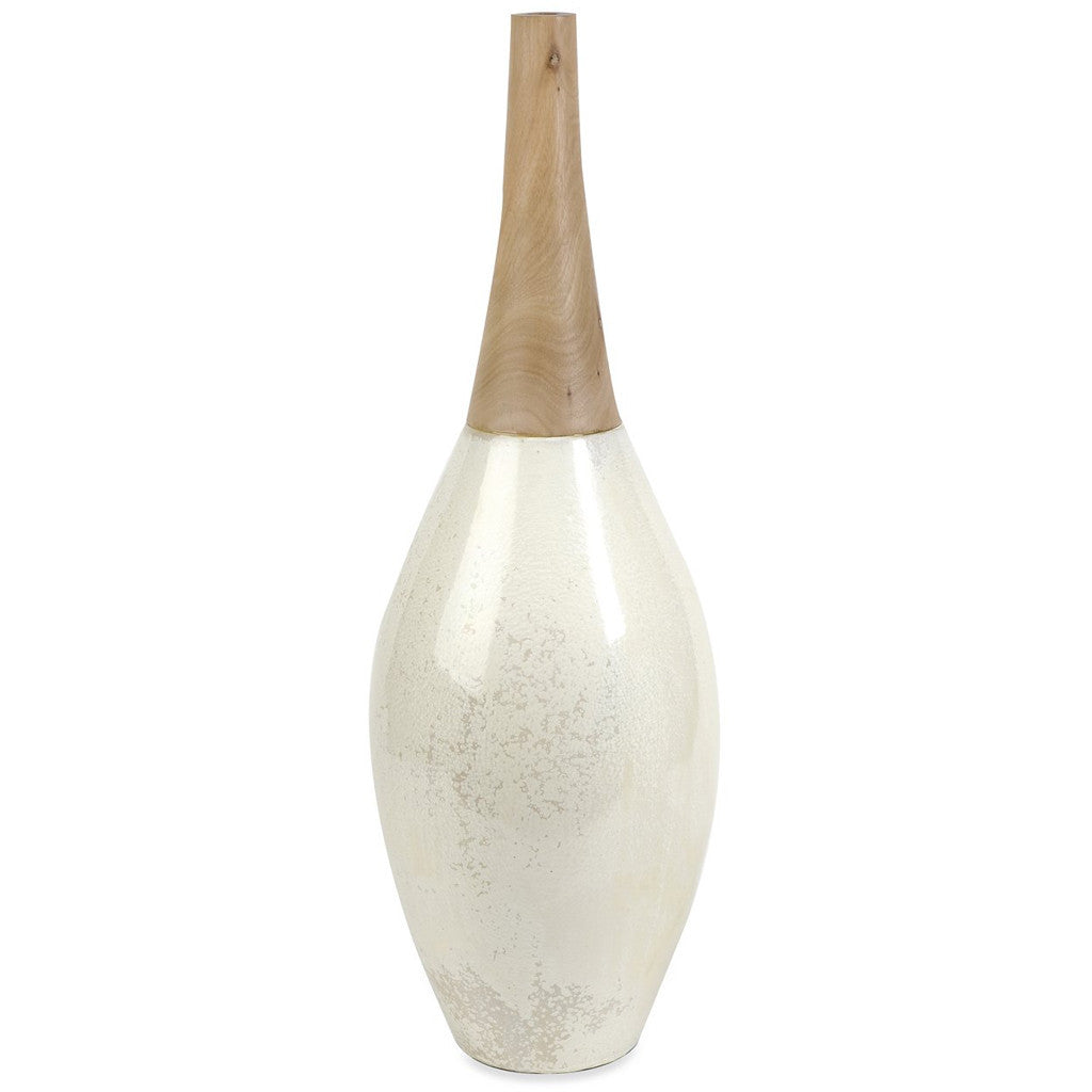 Pottawatomie Large Ceramic and Wood Vase