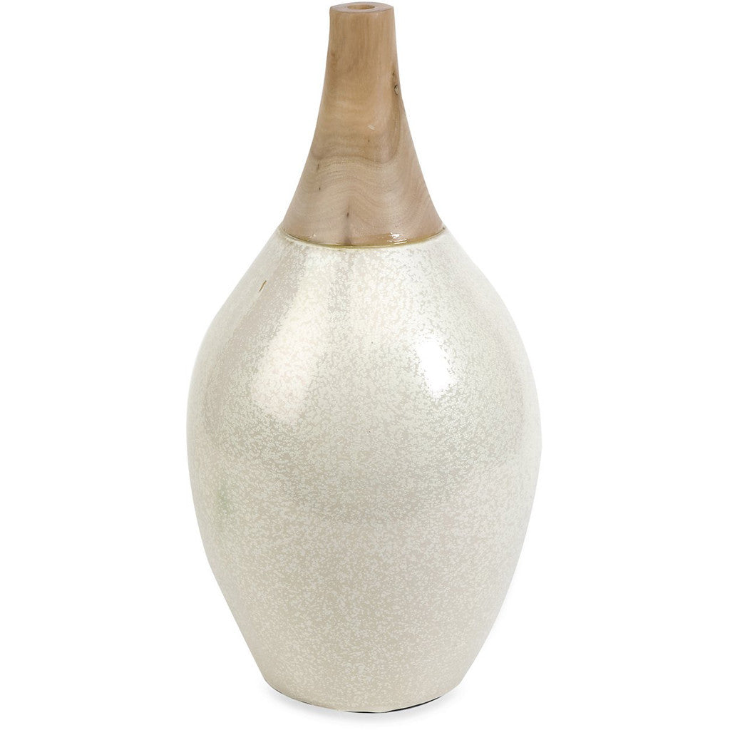 Pottawatomie Small Ceramic and Wood Vase