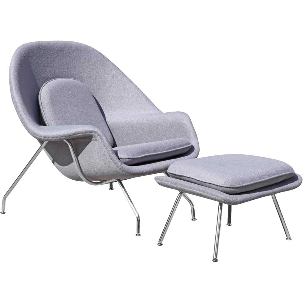 Warm Chair and Ottoman Light Gray