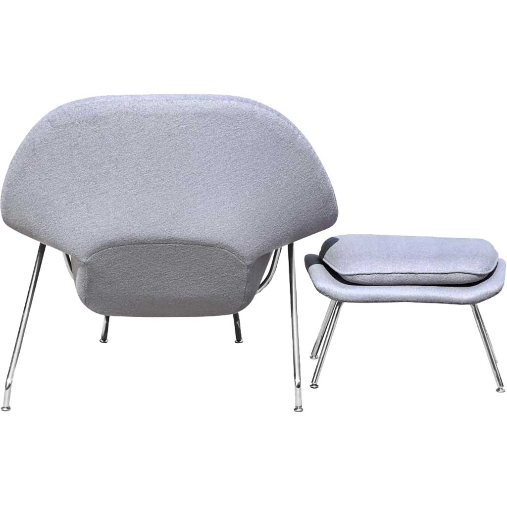 Warm Chair and Ottoman Light Gray