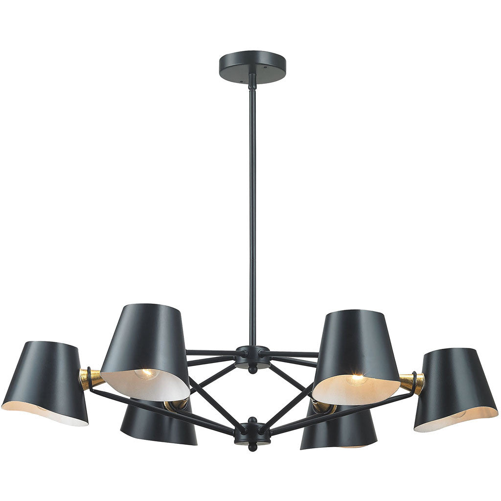 Weber 6-Light Chandelier Matte Black/Gold Leaf