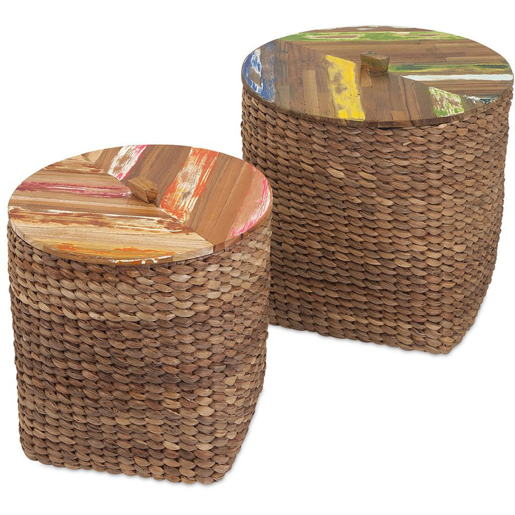 Poweshiek Woven Basket w/ Wood Top