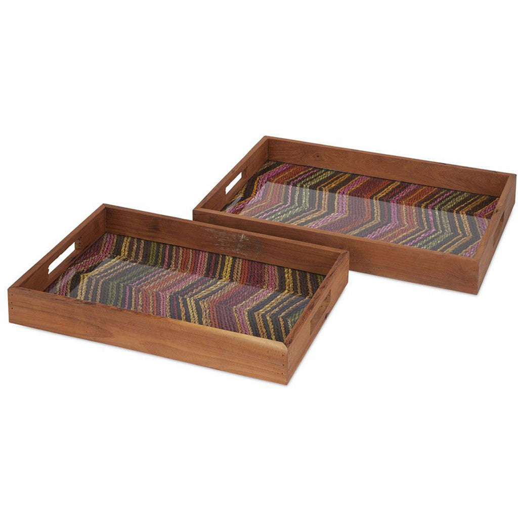 Clare Woven Seagrass Glass Trays (Set of 2)