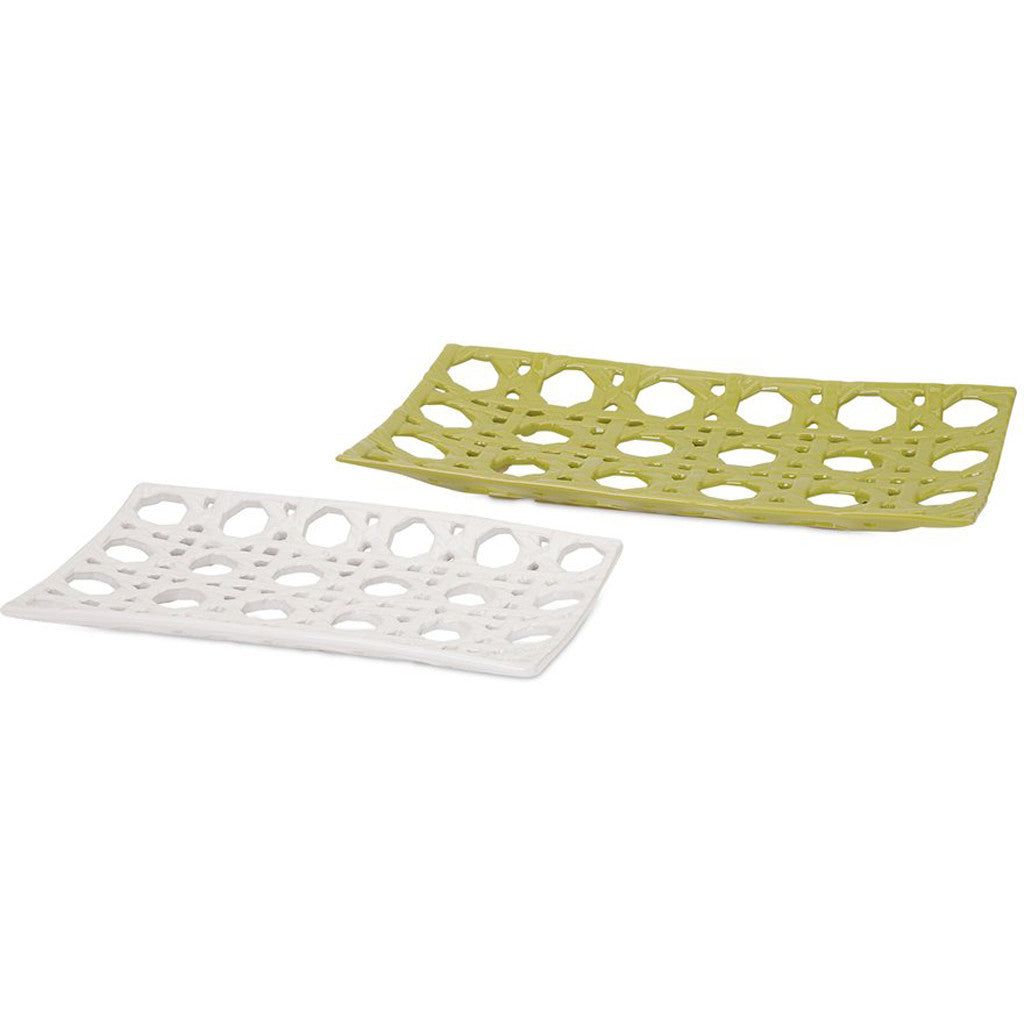 Lattice Ceramic Tray (Set of 2)