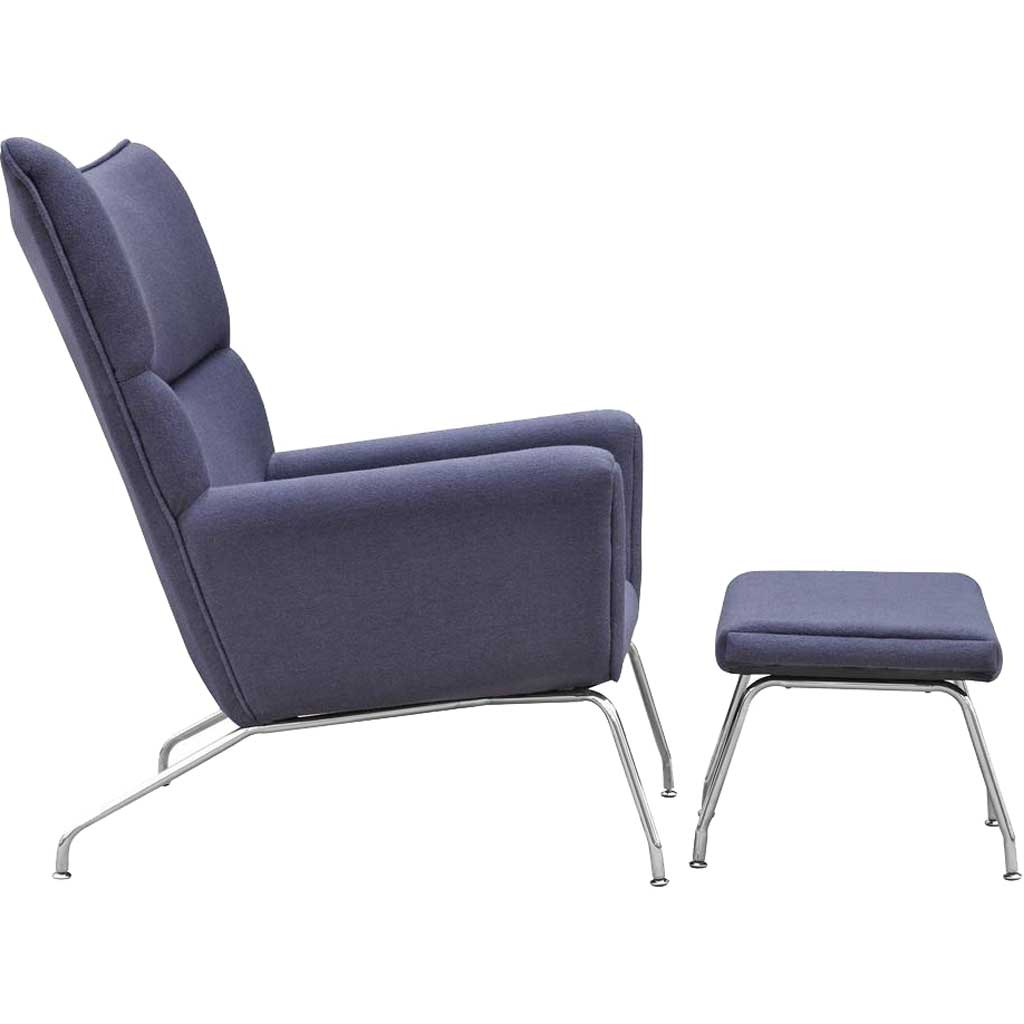 Wind Chair and Ottoman in Wool Gray