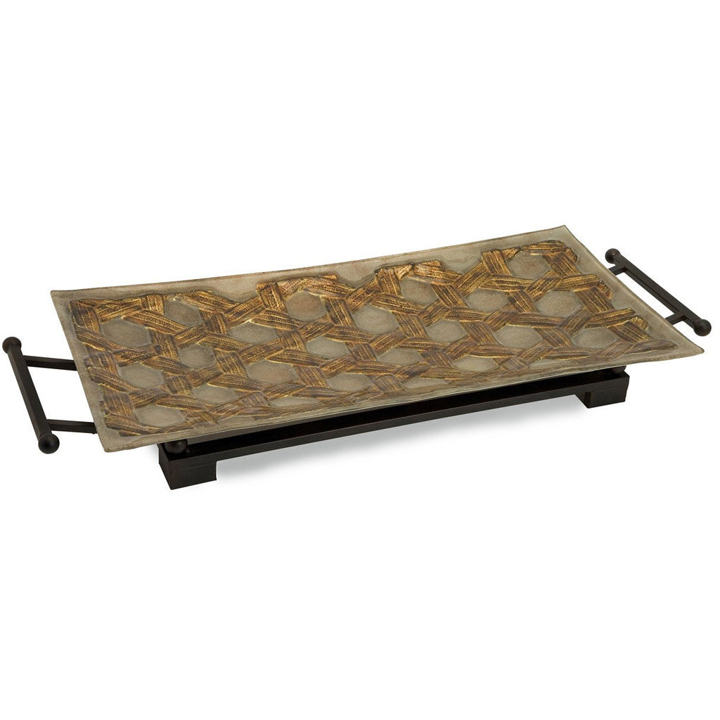 Conecuh Jasper Rect Glass Tray with Metal Stand
