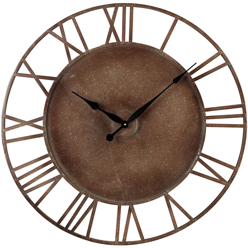Metal Roman Numeral Outdoor Wall Clock