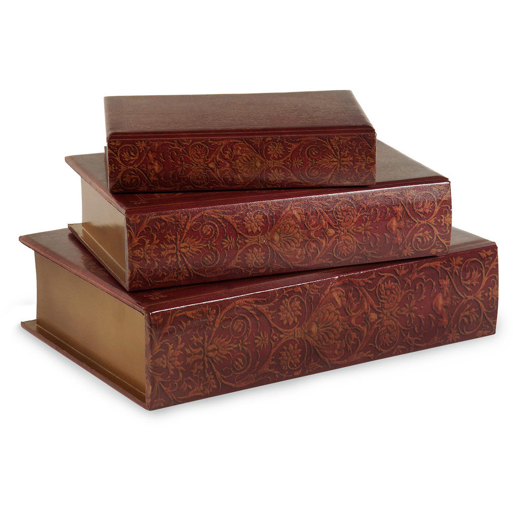 Nesting Wooden Book Boxes Burgundy (Set of 3)