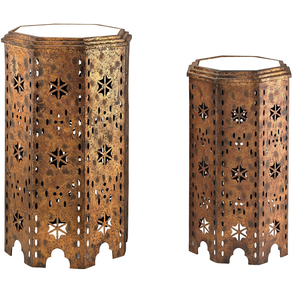 Moroccan Mirror Top Side Table (Set of 2)