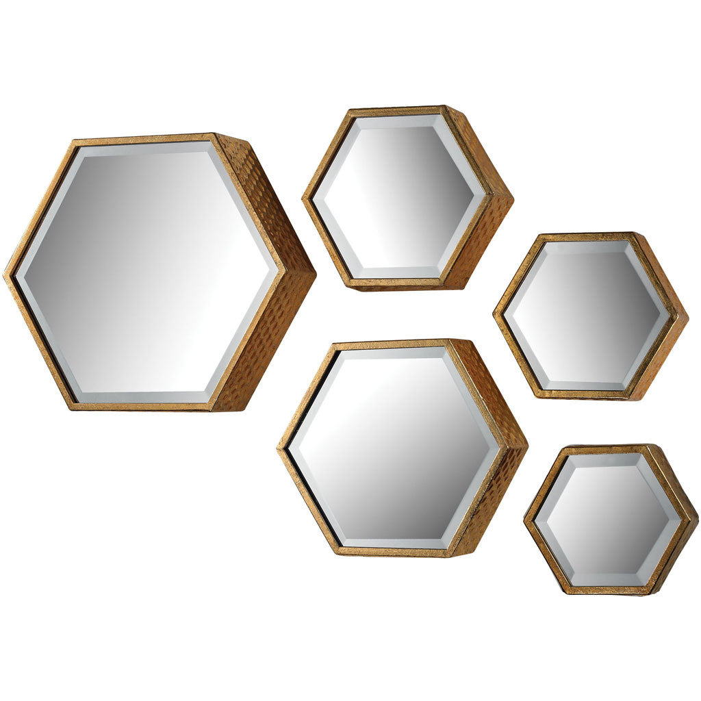 Hexagonal Beveled Mirror (Set of 5)