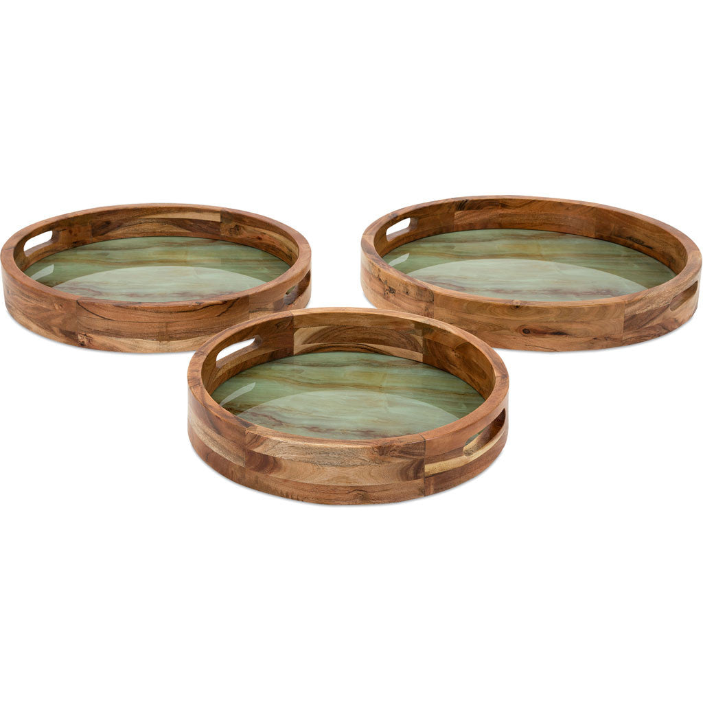 Faux Marble and Wood Decorative Trays (Set of 3)