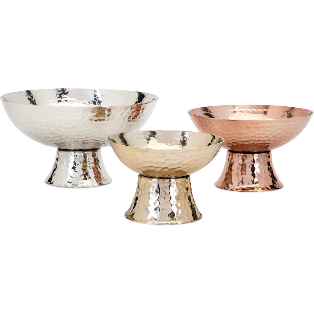 Preslie Metallic Pedestal Decorative Bowls (Set of 3)