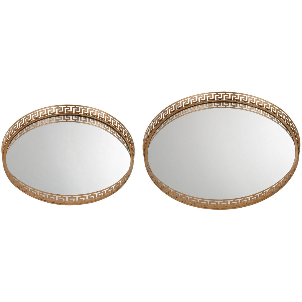 Mirrored Grecian Meander Tray (Set of 2)