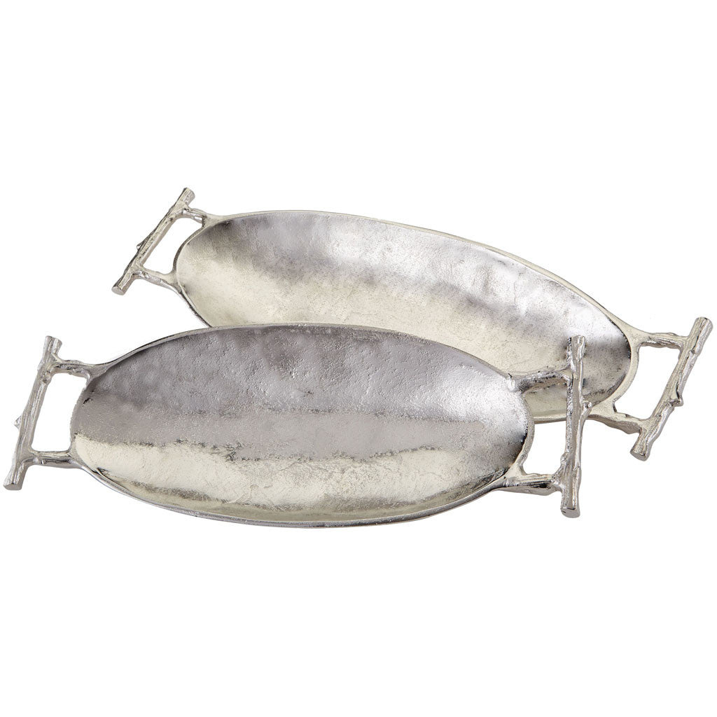 Morse Nickel Twig Handle Trays (Set of 2)