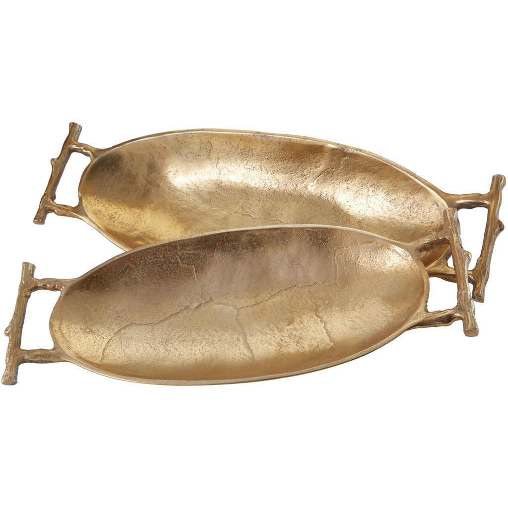 Morse Gold Twig Handle Trays (Set of 2)
