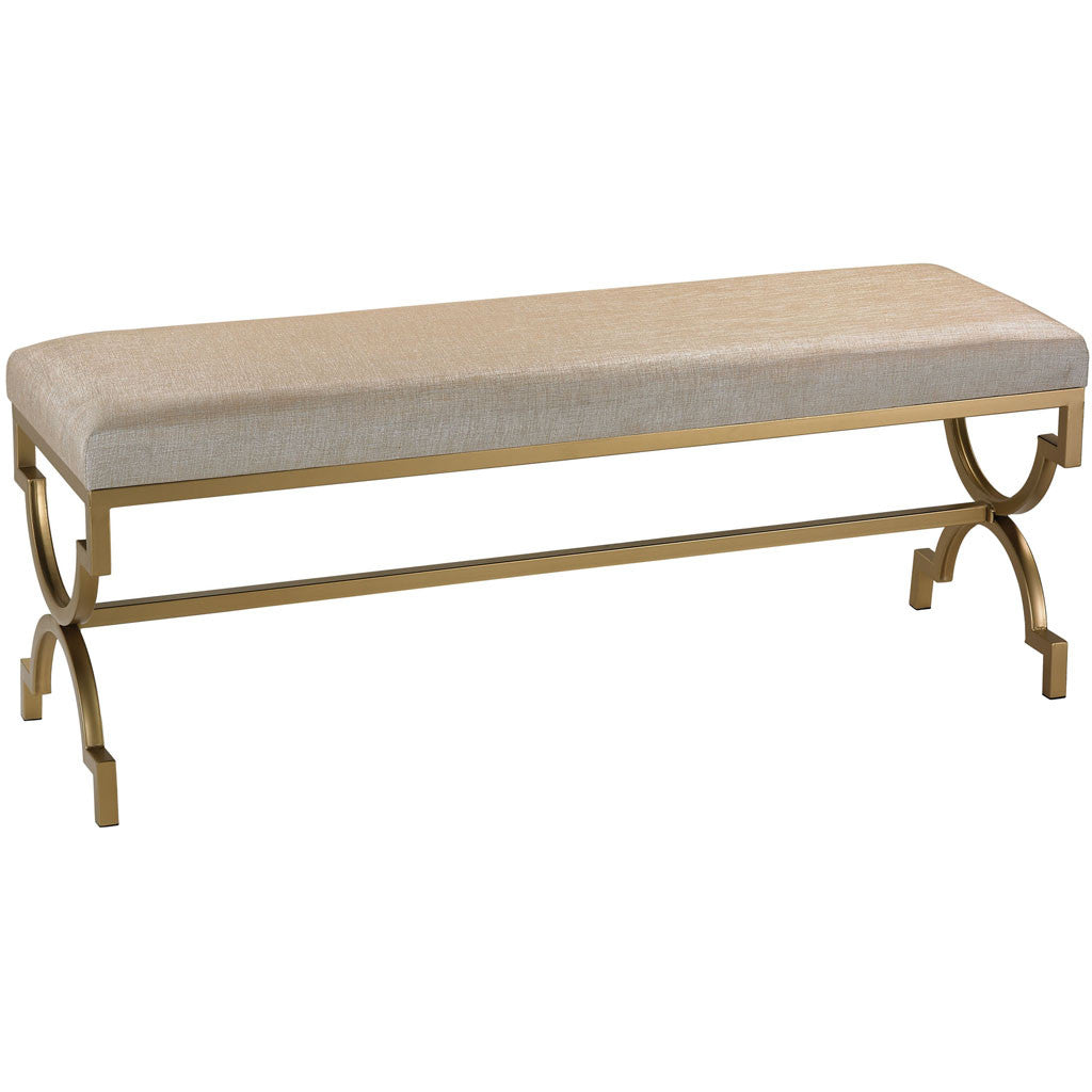 Sheldon Linen Bench Metallic Cream