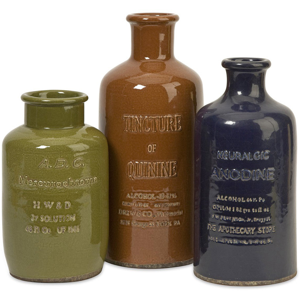 Vintage Elixir Bottles (Set of 3)