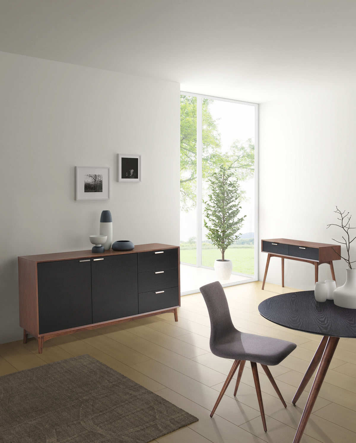 Liberty Bay Buffet Walnut & Black