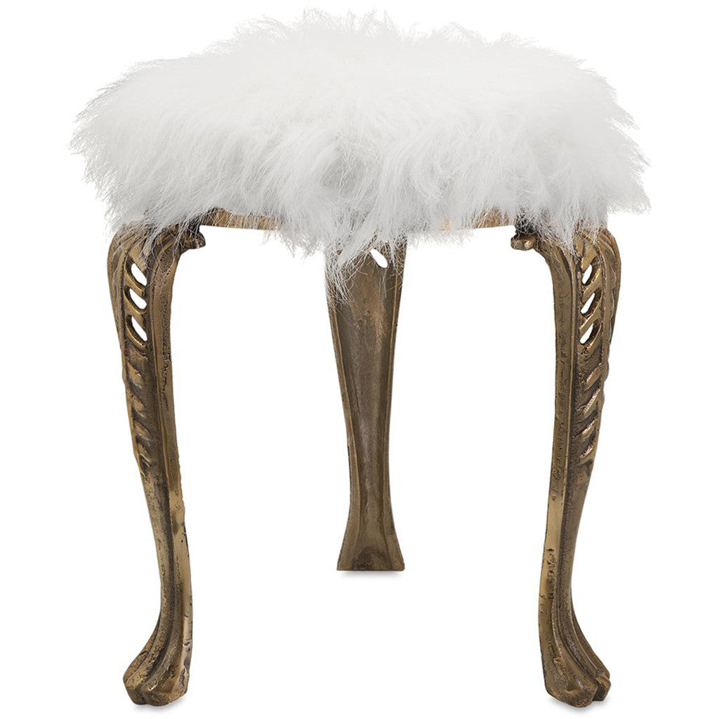 Nikki Chu Neely White Fur Stool