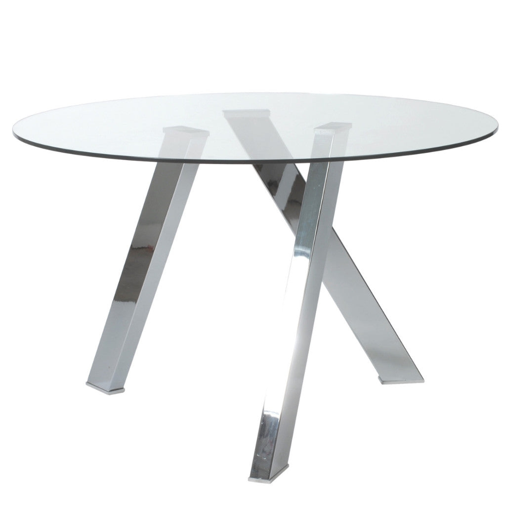 Freya Table Clear Glass/ Polished Stainless Steel