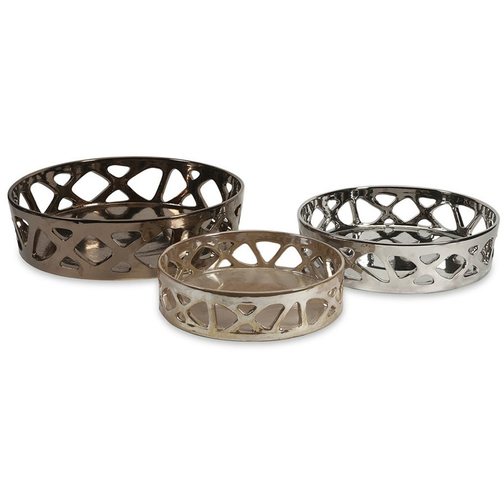 Geometric Cutwork Trays (Set of 3)