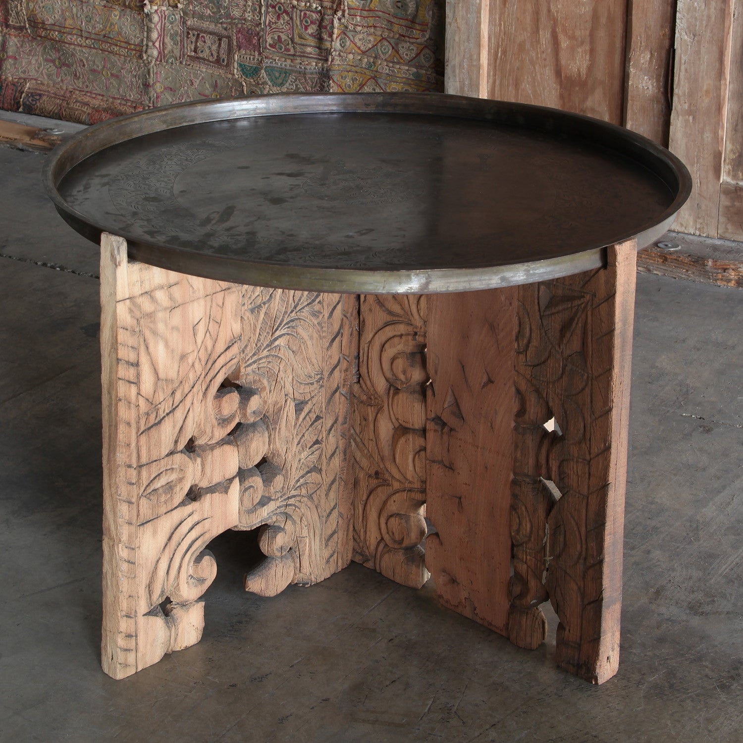 Porter Wood Table With Brass Tray