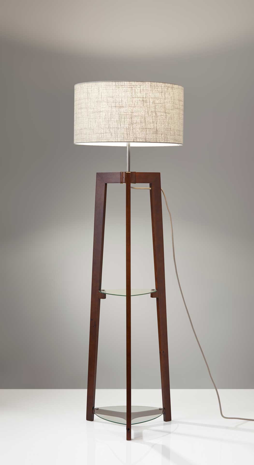 Herblay Shelf Floor Lamp Walnut