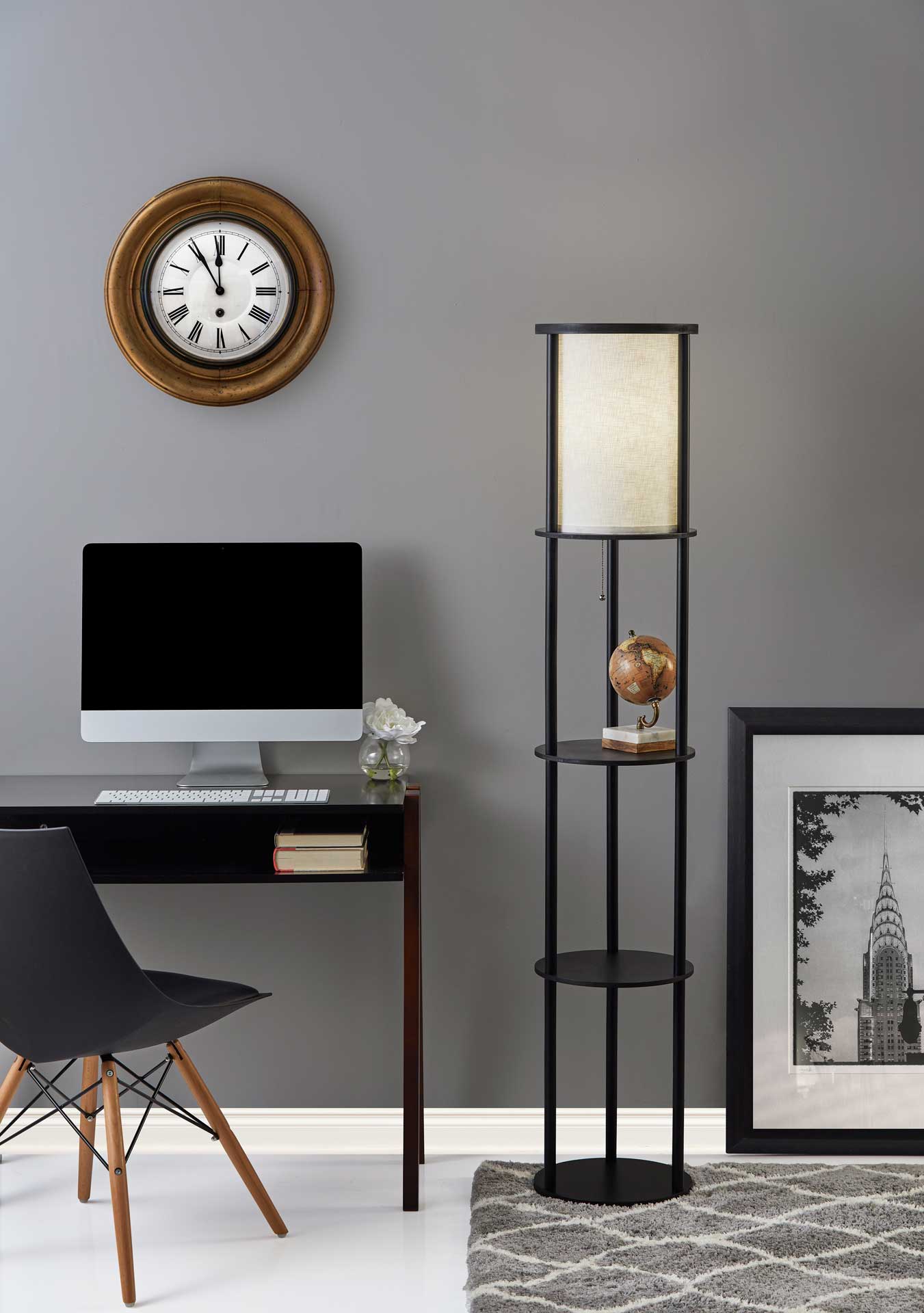 Stavanger Shelf Floor Lamp Black