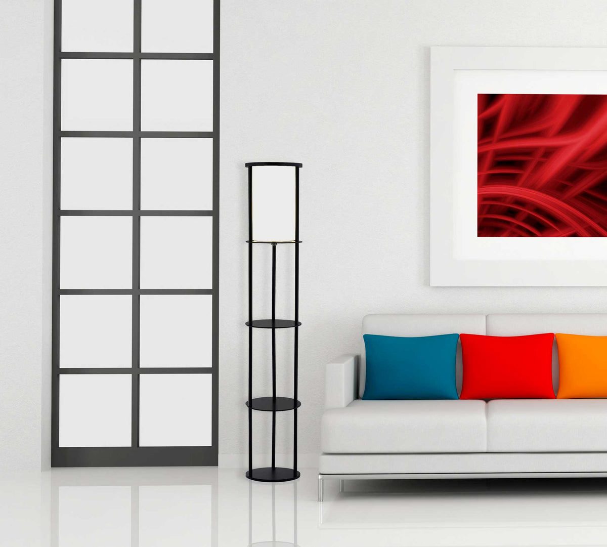 Stavanger Shelf Floor Lamp Black