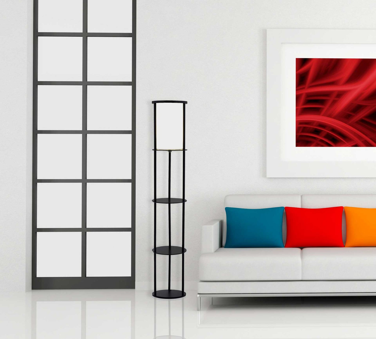 Stavanger Shelf Floor Lamp Black