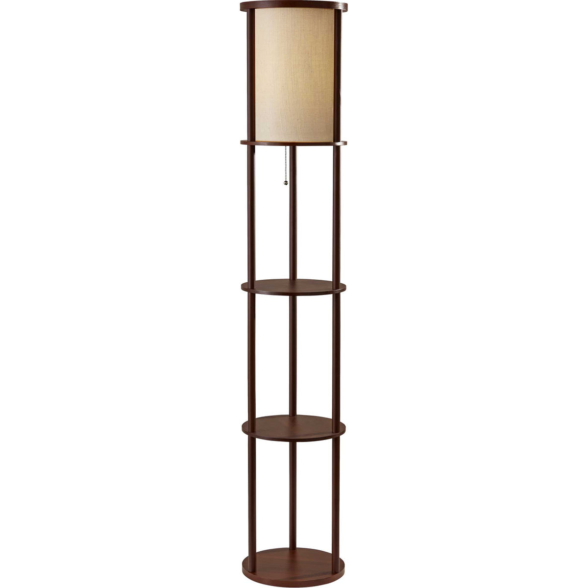 Stavanger Round Shelf Floor Lamp Walnut/Brown