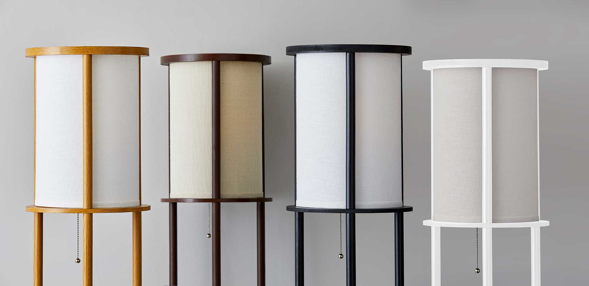 Stavanger Round Shelf Floor Lamp Walnut/Brown