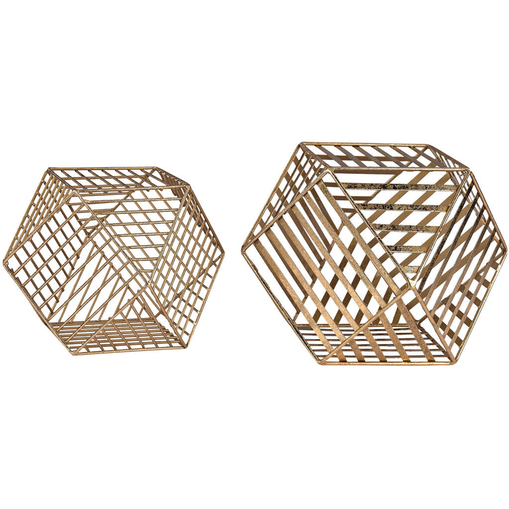 Roshal Gold Wire Dodecahedron (Set of 2)