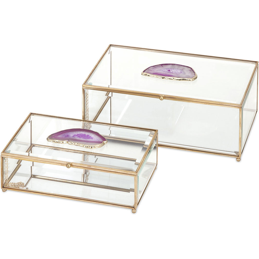 Mason Glass and Agate Boxes (Set of 2)