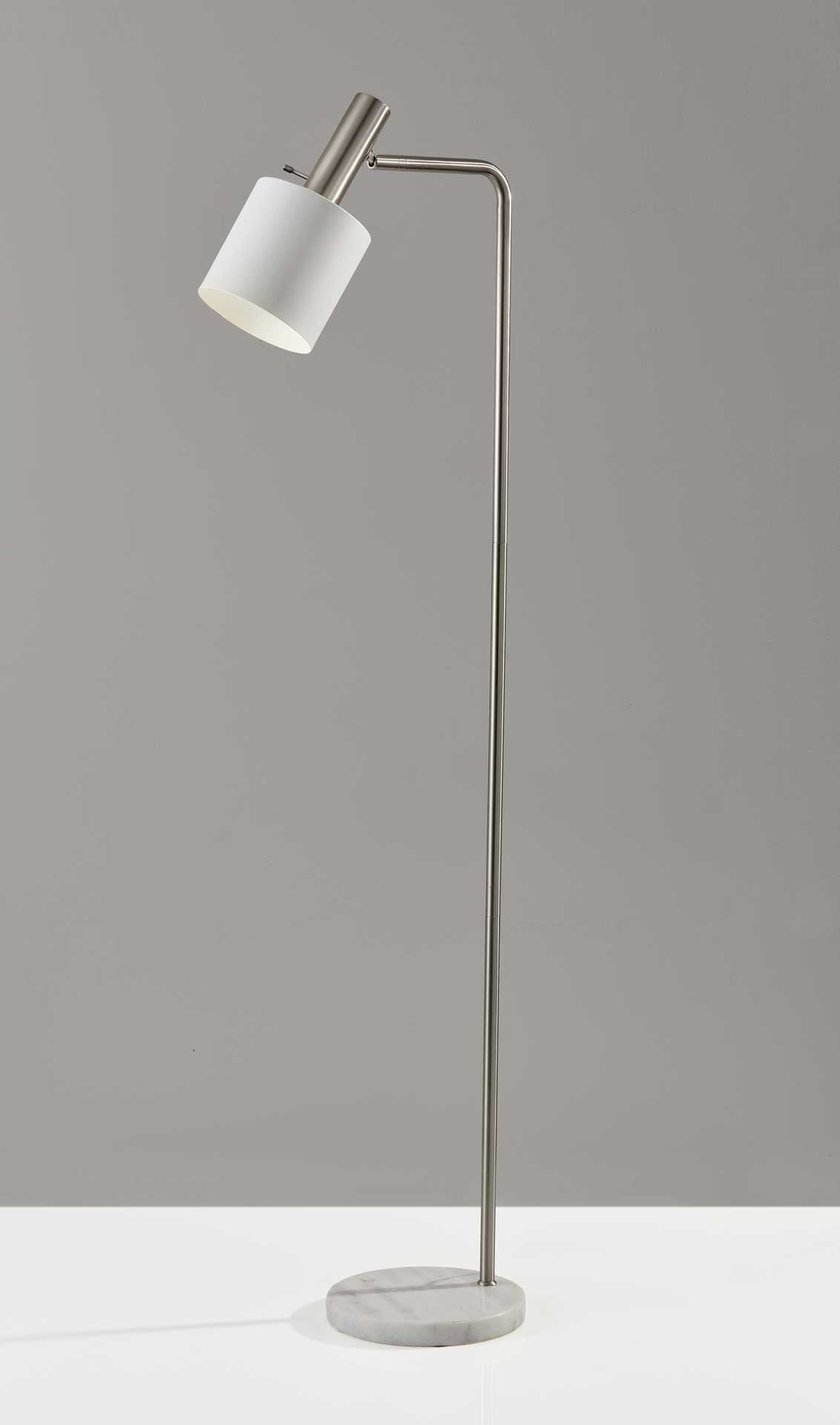 Epinal Floor Lamp Brushed Steel/White